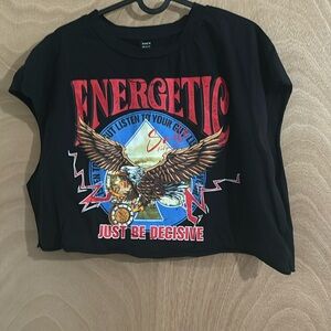 Black Crop top with print